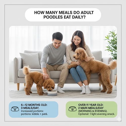 Poodle trưởng thành ăn mấy bữa một ngày – lịch 6–12 tháng và trên 1 tuổi