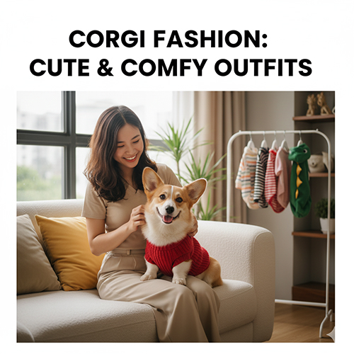 Corgi mặc áo len đỏ 👕 Thời trang chó Corgi dễ thương, ấm áp và phong cách.
