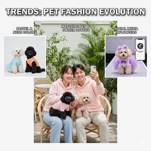Xu hướng quần áo cho chó Poodle: gam pastel & neon, outfit đôi chủ–cún, influencer mạng xã hội
