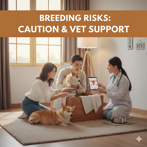 Các rủi ro và lưu ý khi nuôi chó Corgi sinh sản, khó sinh, nhiễm trùng hậu sản và hỗ trợ thú y