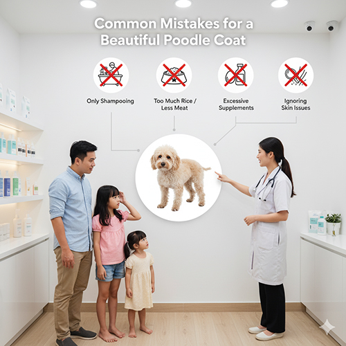 Sai lầm thường gặp khi chăm sóc lông chó Poodle – ăn nhiều cơm ít thịt, lạm dụng bổ sung, bỏ qua bệnh da liễu