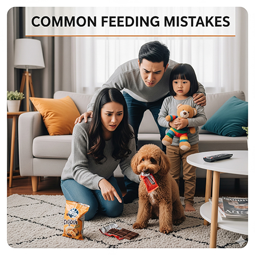 Sai lầm thường gặp khi cho chó Poodle ăn snack – ăn quá nhiều, dùng đồ ăn của người, chọn snack kém chất lượng