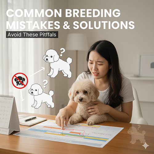 Sai lầm phổ biến khi phối giống Poodle và cách xử lý – canh ngày sai, chỉ dựa vào tie, bỏ qua tiêm phòng