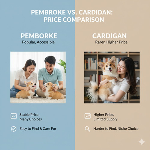 So sánh giá chó Corgi Pembroke phổ biến và Cardigan hiếm – gia đình chơi với Pembroke và cô gái ôm Cardigan