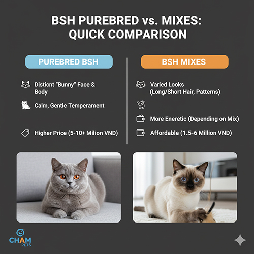 So sánh mèo Anh lông ngắn thuần chủng và mèo Anh lông ngắn lai – ngoại hình, tính cách, giá bánSo sánh mèo Anh lông ngắn thuần chủng và mèo Anh lông ngắn lai – ngoại hình, tính cách, giá bán