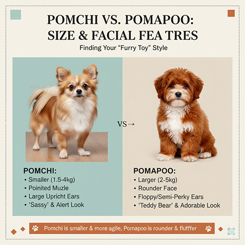 So sánh Pomchi và Pomapoo – Phốc Sóc lai Chihuahua nhỏ gọn, Pom lai Poodle tròn trịa đáng yêu