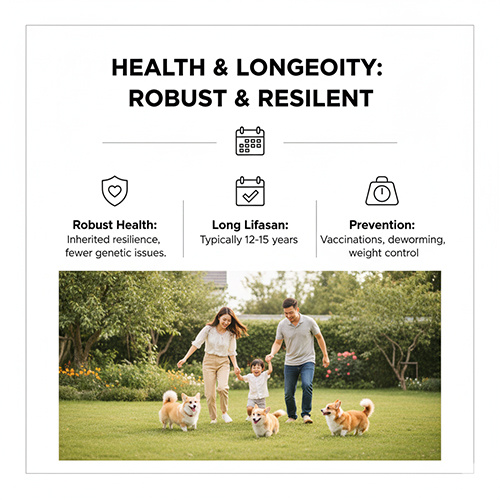 Sức khỏe & tuổi thọ của Corgi lai chó cỏ – bền bỉ & dễ nuôi