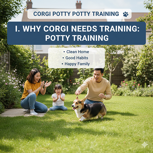 Gia đình huấn luyện chó Corgi đi vệ sinh đúng chỗ trong vườn để giữ nhà cửa sạch sẽ 🐶🏡