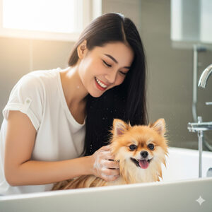 Tắm cho chó Phốc Sóc đúng cách để giữ bộ lông xù sạch sẽ và óng mượt