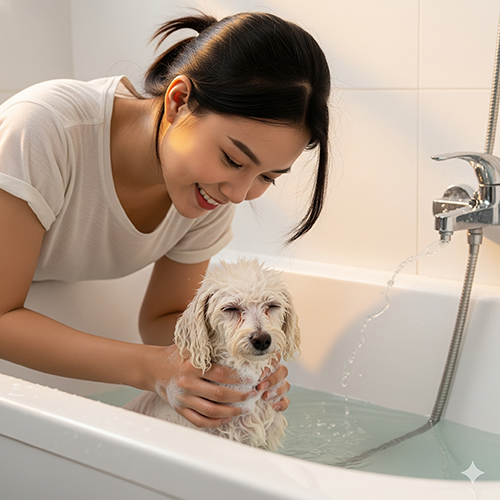Tắm cho chó Poodle đúng cách – tần suất, loại sữa tắm và các bước chăm sóc lông xoăn