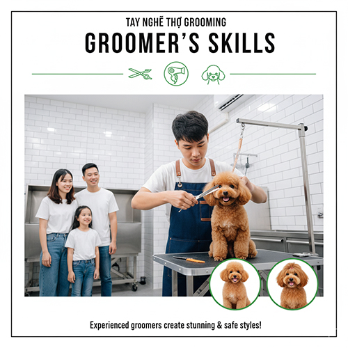 Tay nghề thợ grooming spa cho chó Poodle – tạo kiểu Teddy bear, Asian style, Continental