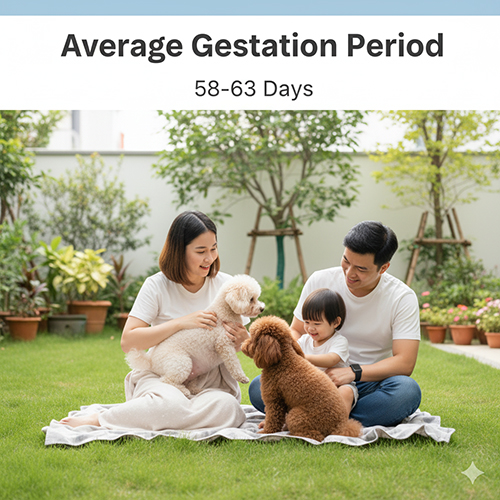 ⏳ Thời gian mang thai trung bình của chó Poodle 58–63 ngày