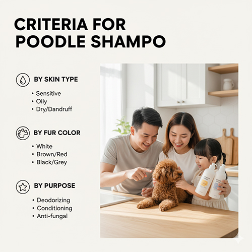 Gia đình chăm sóc và chọn sữa tắm phù hợp cho chó Poodle – tiêu chí theo loại da, màu lông và mục đích sử dụng