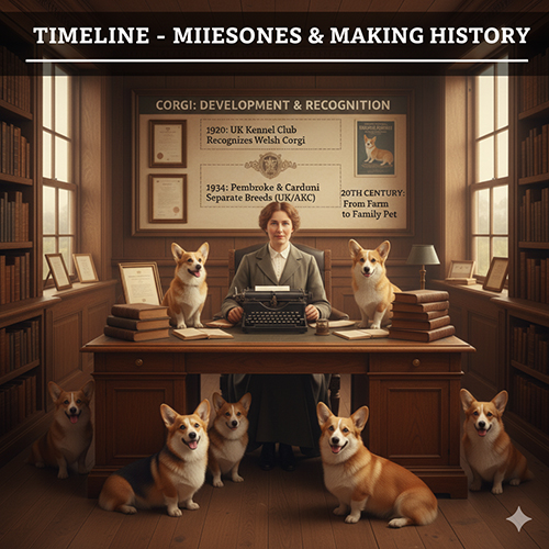 Timeline công nhận chó Corgi – từ UK Kennel Club 1920, tách Pembroke & Cardigan 1934, đến thú cưng toàn cầu thế kỷ 20