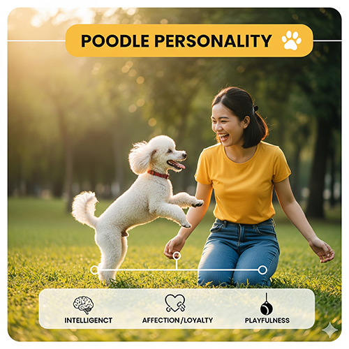 Tính cách chó Poodle trắng – thông minh, trung thành, tình cảm và hoạt bát