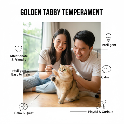 Tính cách mèo Anh lông ngắn Golden Tabby thân thiện, thông minh và tinh nghịch