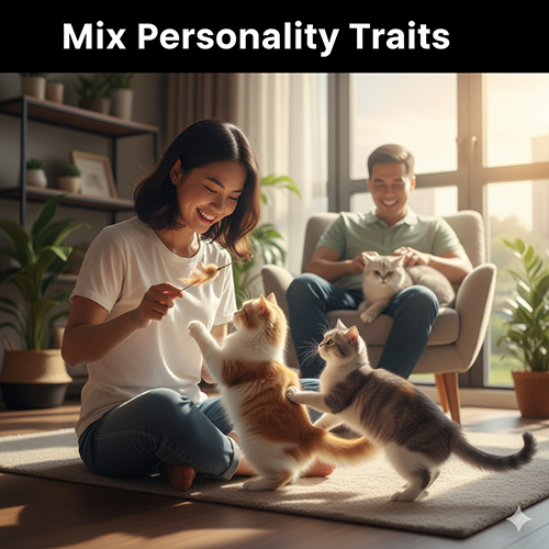 Người phụ nữ cho mèo Anh lông ngắn lai mèo ta ăn bánh thưởng khi chơi cùng trong phòng khách sáng