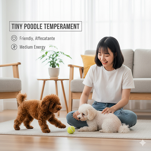 Tính cách và mức năng lượng của Tiny Poodle – thân thiện, quấn chủ, năng lượng trung bình