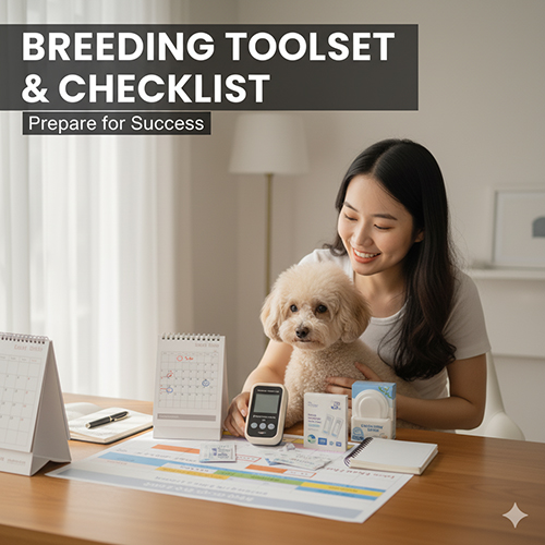 Bộ toolset & checklist phối giống Poodle – nhật ký chu kỳ, que thử rụng trứng, test progesterone và hồ sơ sức khỏe