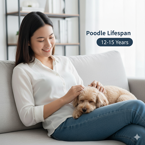 Tuổi thọ chó Poodle – sống trung bình 12 đến 15 năm, chăm sóc tốt có thể lâu hơn