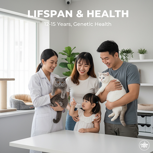 Tuổi thọ và sức khỏe mèo Anh lông ngắn – trung bình 12–15 năm, dễ mắc béo phì và bệnh tim HCM