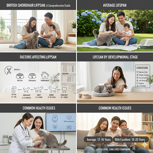 Tuổi thọ mèo Anh lông ngắn (British Shorthair – ALN) theo từng giai đoạn: mèo con, dậy thì, trưởng thành, trung niên và già