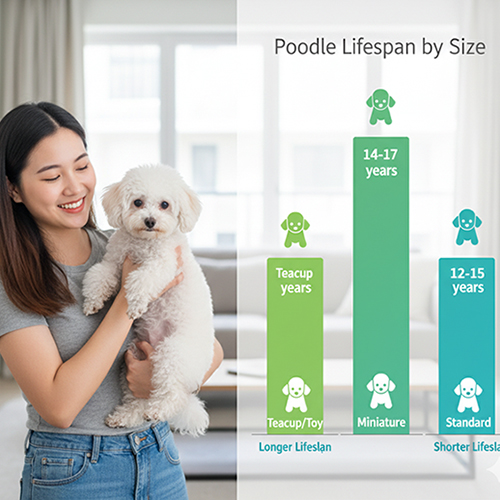 Tuổi thọ trung bình của chó Poodle theo từng size: Teacup, Toy, Miniature, Standard