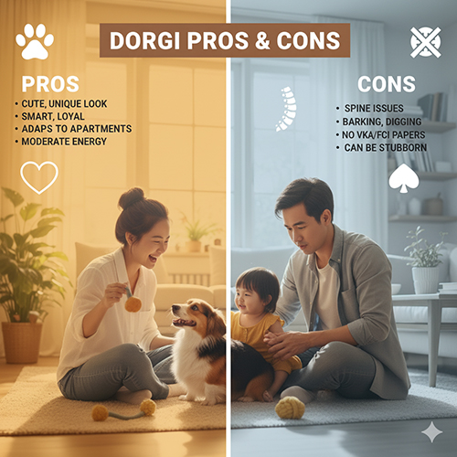 ⚖️ Ưu & nhược điểm của Corgi lai Lạp xưởng (Dorgi) – thông minh, dễ thương nhưng dễ mắc bệnh cột sống