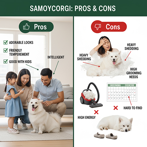 Ưu và nhược điểm khi nuôi chó Corgi lai Samoyed