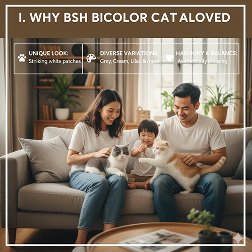 Lý do mèo Anh lông ngắn bicolor được yêu thích với ngoại hình loang trắng độc đáo và đa dạng màu sắc