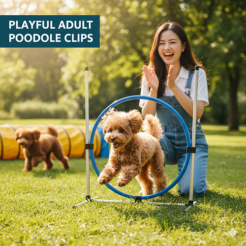 Video chó Poodle trưởng thành dễ thương, chạy nhảy năng động
