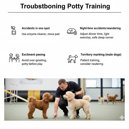 Cách xử lý lỗi thường gặp khi huấn luyện chó Poodle đi vệ sinh đúng chỗ