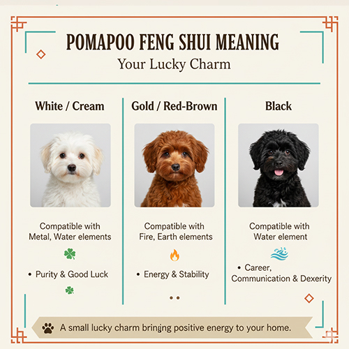Ý nghĩa phong thủy của chó Pomapoo theo màu lông – trắng, vàng nâu và đen