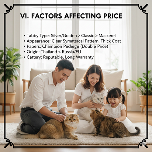 Các yếu tố ảnh hưởng đến giá mèo Anh lông ngắn tabby năm 2025