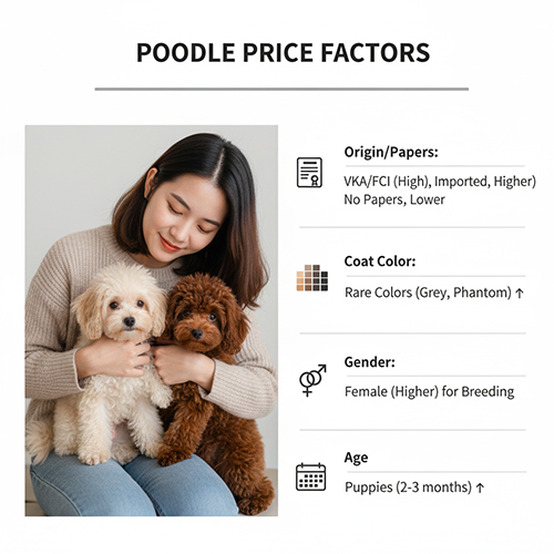 Các yếu tố ảnh hưởng giá Poodle – giấy tờ, nguồn gốc, màu lông, giới tính, độ tuổi