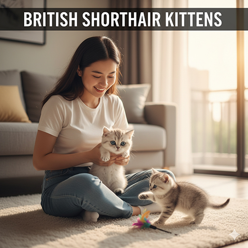 Ảnh mèo Anh lông ngắn con 2–3 tháng tuổi – Giai đoạn đáng yêu nhất với đôi mắt tròn long lanh và bộ lông bông xù