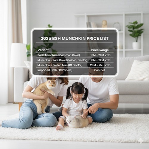 Bảng giá mèo Anh lông dài chân ngắn 2025 – các mức giá theo biến thể, màu lông và nguồn gốc