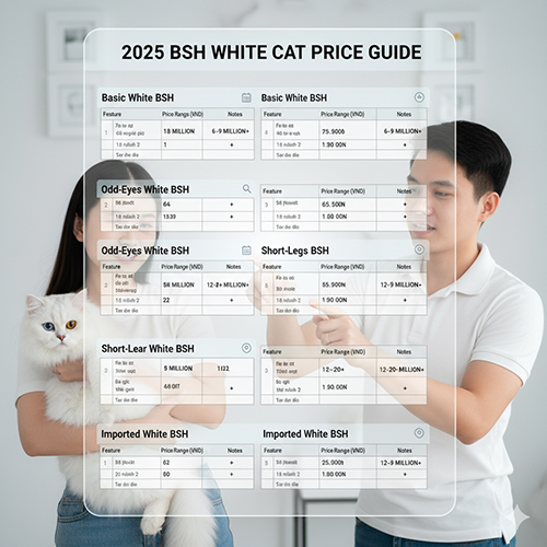 Cặp đôi trẻ Việt Nam bế mèo Anh lông dài trắng và xem bảng giá chi tiết, minh họa giá bán theo độ tuổi, màu mắt, tai cụp, chân ngắn và nguồn gốc nhập khẩu