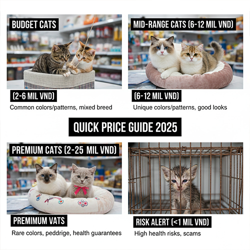 Bảng giá mèo trả lời nhanh theo từng tình huống phổ biến khi mua mèo
