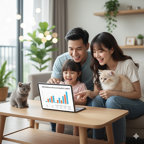 Bảng giá tham khảo mèo Anh 2025 cập nhật theo quý với xu hướng tăng do nhu cầu dòng golden silver nhập khẩu