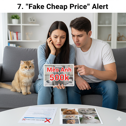 Cảnh báo giá mèo Anh ảo 500k–2 triệu năm 2025, thường là mèo lai hoặc kém chất lượng