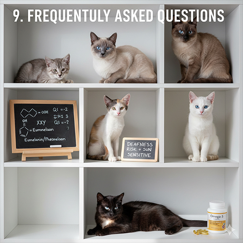 Câu hỏi thường gặp về màu lông mèo, di truyền, sức khỏe và chăm sóc