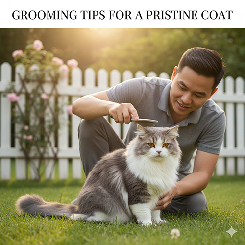 Cách chăm sóc lông mèo Anh lông dài Bicolor để luôn mềm mượt và sạch đẹp