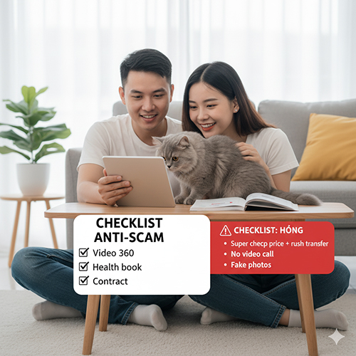 Hướng dẫn kiểm tra an toàn trước khi đặt cọc mua mèo cảnh online.