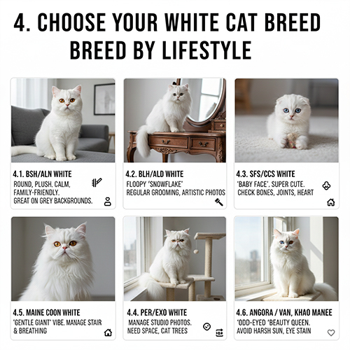 Gợi ý các giống mèo trắng phổ biến phù hợp căn hộ và gu thẩm mỹ khác nhau