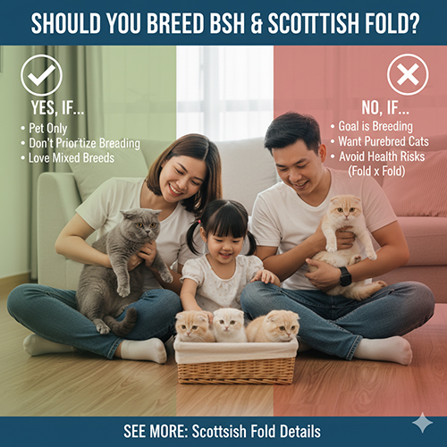 Gia đình vui vẻ chơi cùng mèo Anh lông ngắn và mèo tai cụp trong phòng khách, minh họa cho quyết định có nên phối hai dòng British Shorthair và Scottish Fold hay không