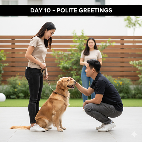 Ngày 10 huấn luyện chó – dạy chào hỏi lịch sự, không nhảy lên người