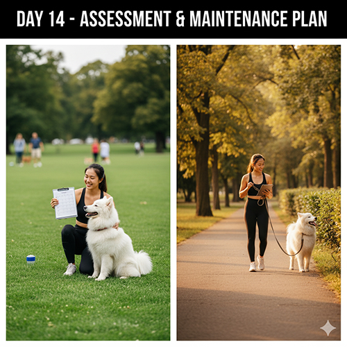 Ngày 14 huấn luyện chó – kiểm tra tổng kết và lập kế hoạch duy trì 14 ngày