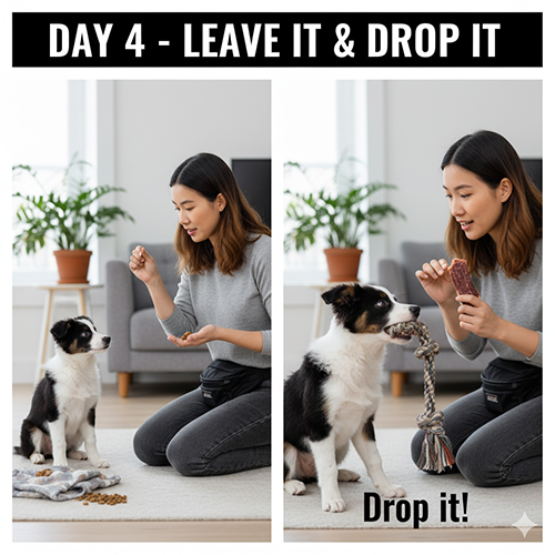 Ngày 4 huấn luyện chó – dạy kỹ năng Leave it & Drop it giúp kiểm soát hành vi an toàn