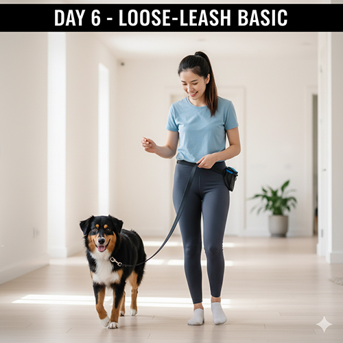 Ngày 6 huấn luyện chó – luyện đi dây lỏng cơ bản trong nhà